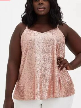 Torrid Sophie Gold Sequined Swing Cami Lined Glam Party Cami Sz 5X NWT